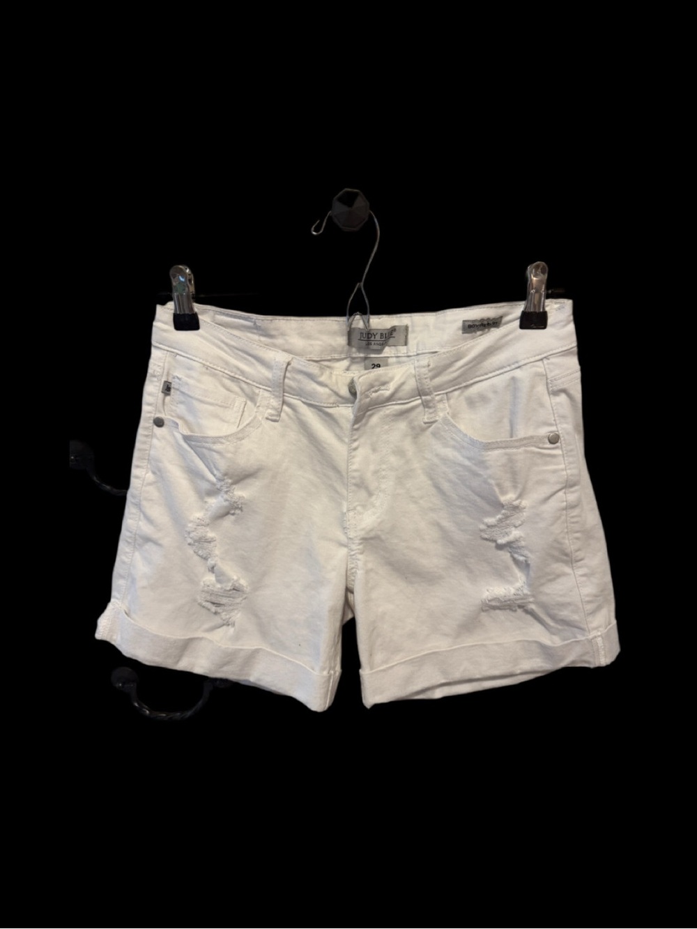 Judy Blue White Distressed Cuffed Denim Shorts